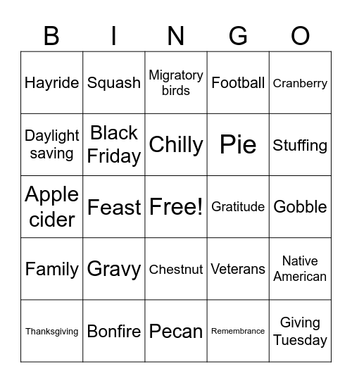 November BINGO Card