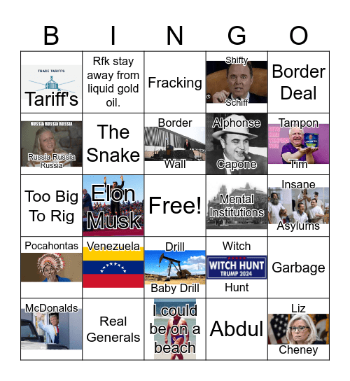 Trump's Last Rally Bingo Card