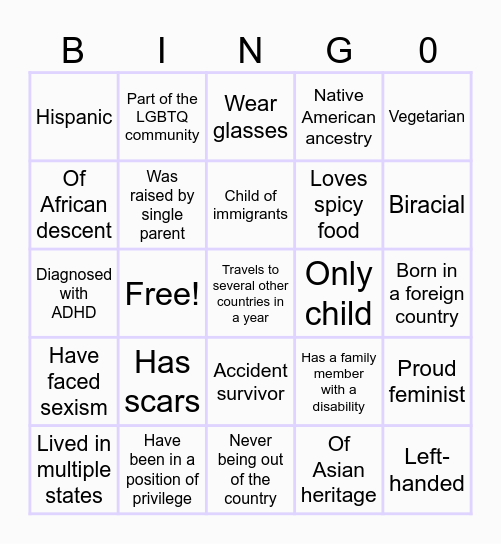 DEI CP bingo Card