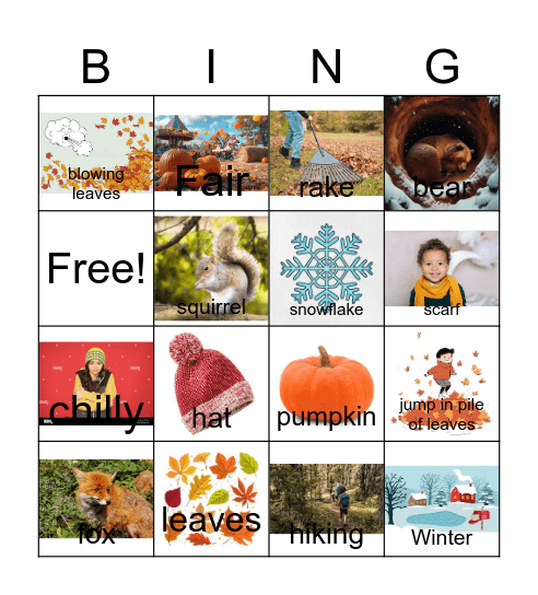 Fall Bingo! Bingo Card