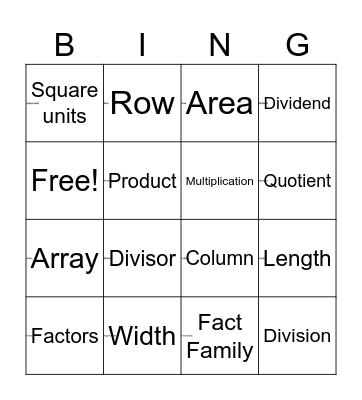 Division Bingo! Bingo Card