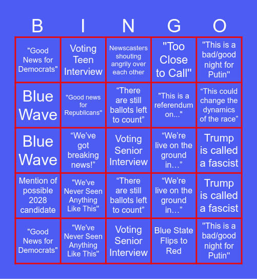 White House Warming Bingo Card