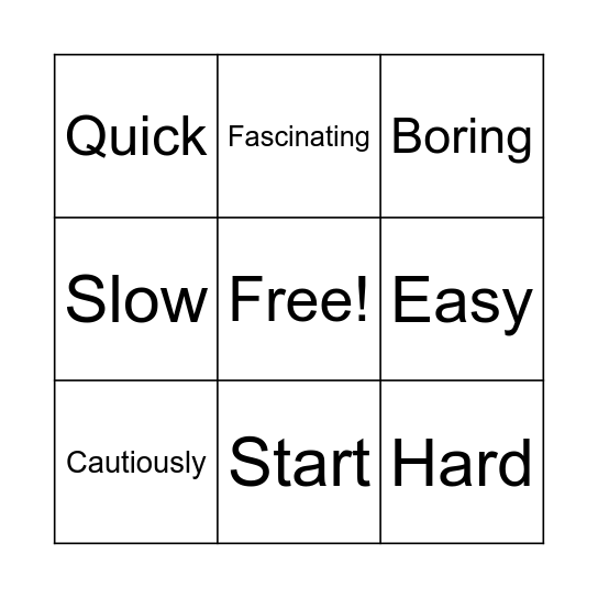 Synonyms and Antonyms Bingo Card