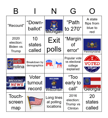 Election Night Bingo Card