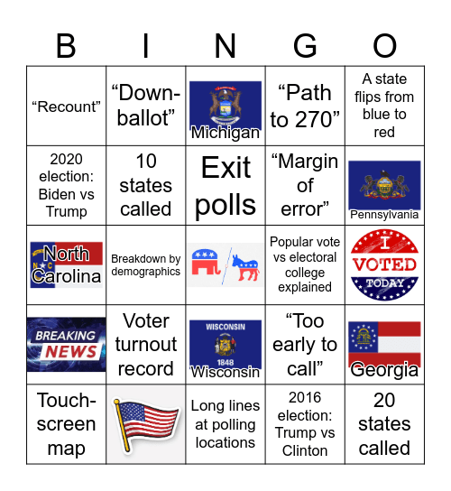 Election Night Bingo Card