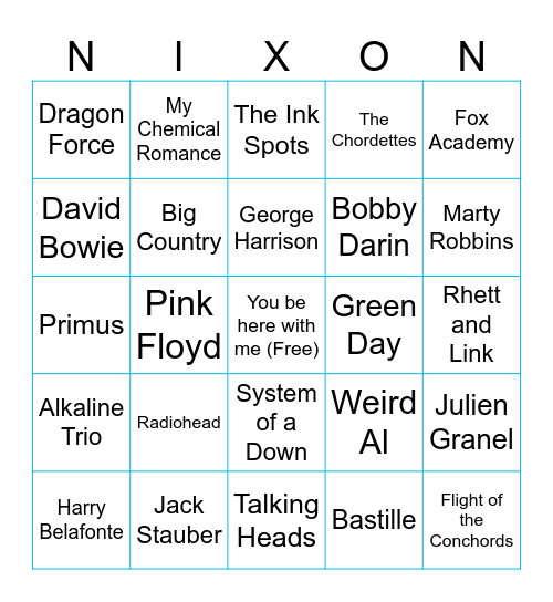 The Nixon Tapes Bingo Card