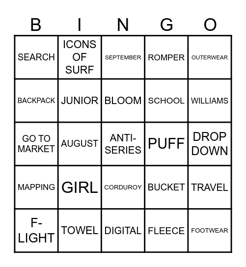 EDDIE BINGO Card