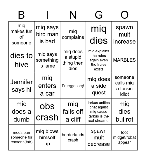 miqueagul Bingo Card