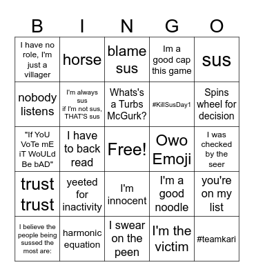 Village Bingo Card