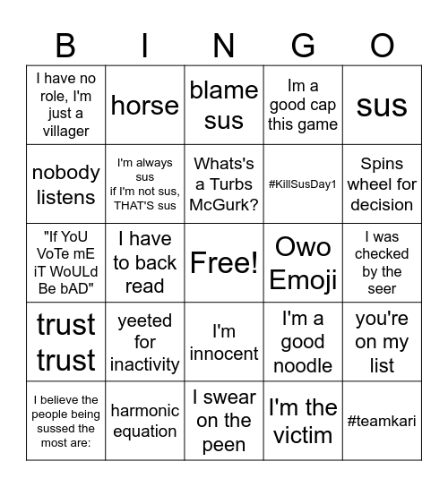 Village Bingo Card