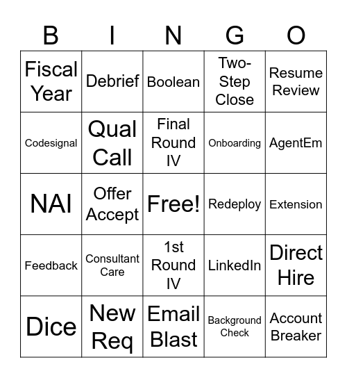 Delivery Bingo Card