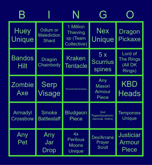 SORS MINI BINGO Card