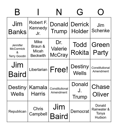 Candidate Bingo Card