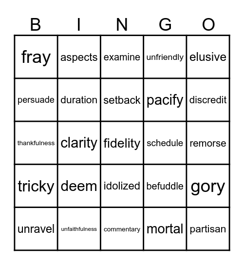 6th Grade Units 4-6 Review Bingo Card