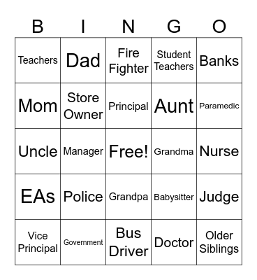 RESPECTING AUTHORITY FIGURES Bingo Card