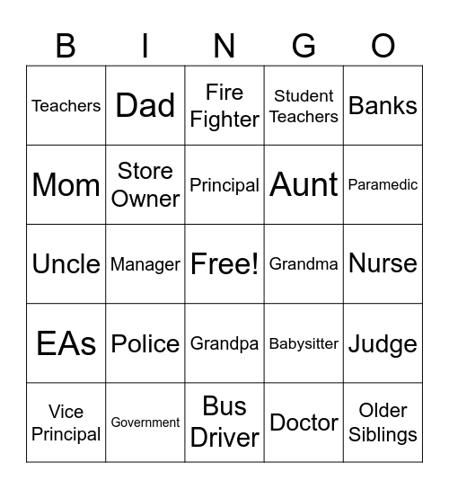 RESPECTING AUTHORITY FIGURES Bingo Card