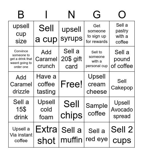 Starbucks Bingo Card