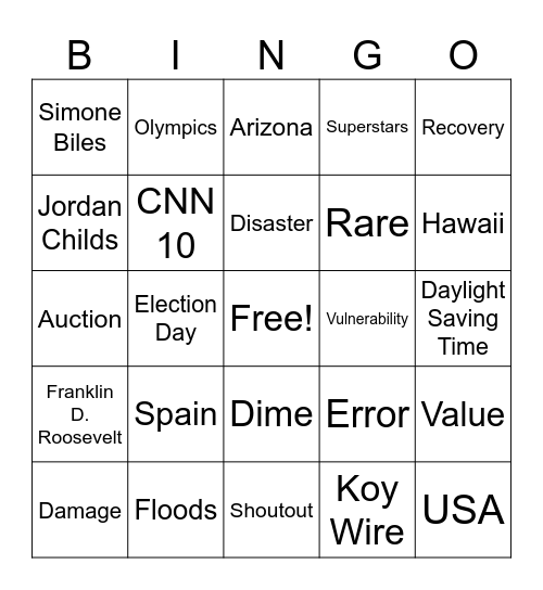 CNN 10 11/4/24 Bingo Card