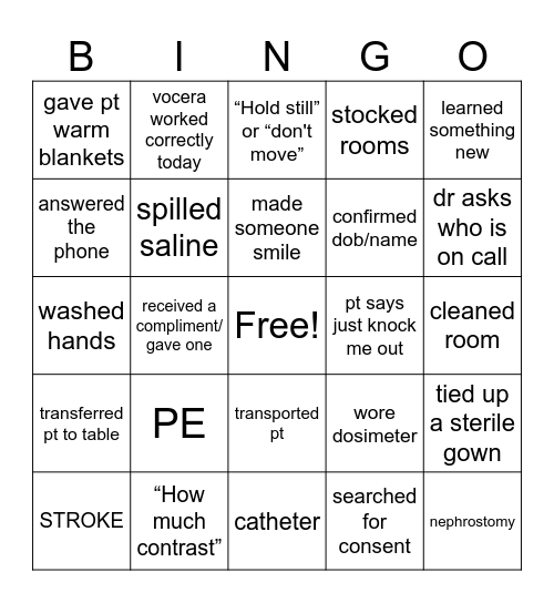 Radiologic Technologist week Bingo Card