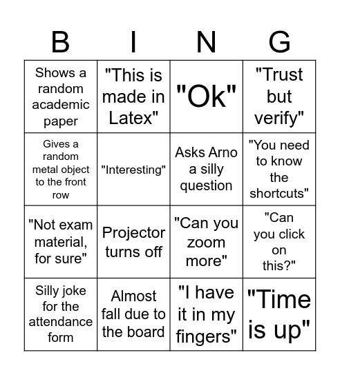 MMS Bingo Card