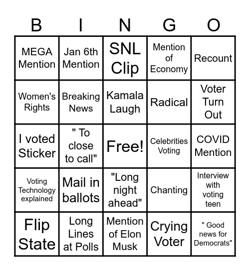 ELECTION NIGHT BINGO Card