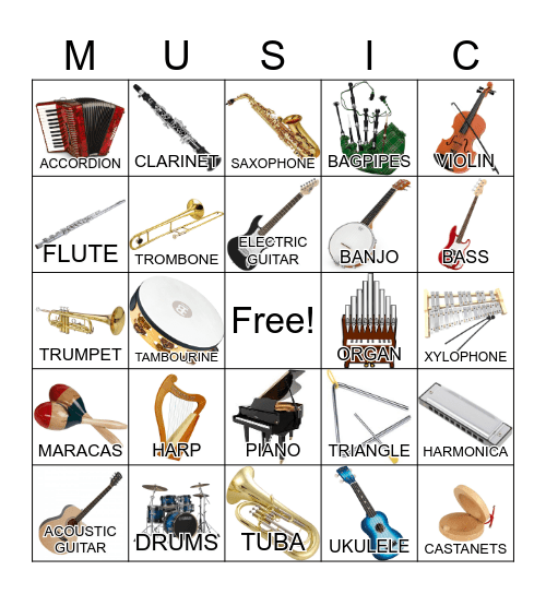 Instrument Bingo Card