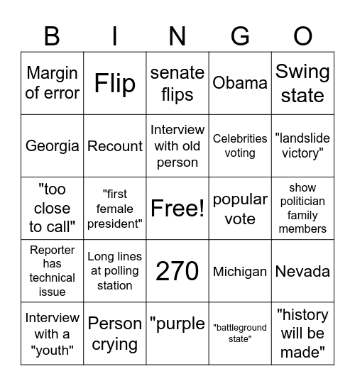 2024 Election Bingo Card