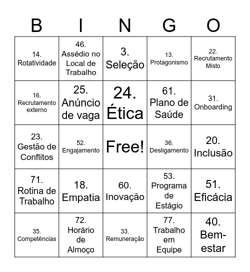 IRH Bingo Card