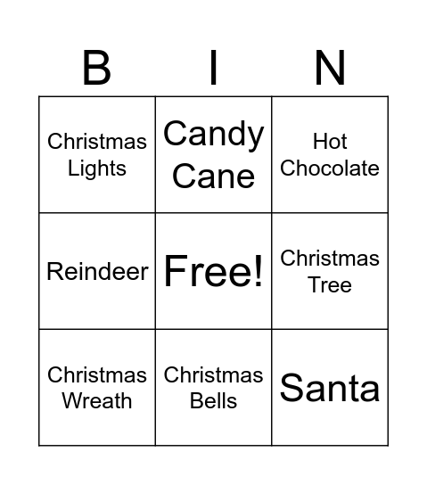 Christmas Bingo Card