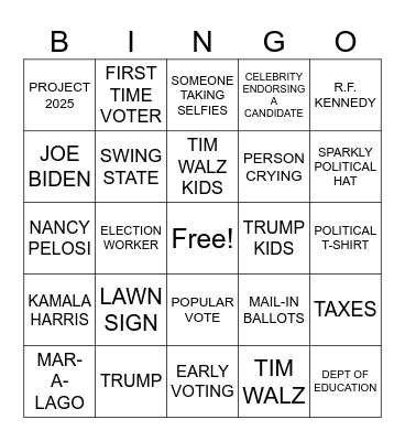 ELECTION NIGHT 2024 Bingo Card