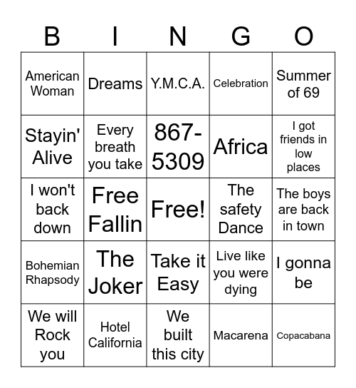 Crowd Favorites #1 Bingo Card