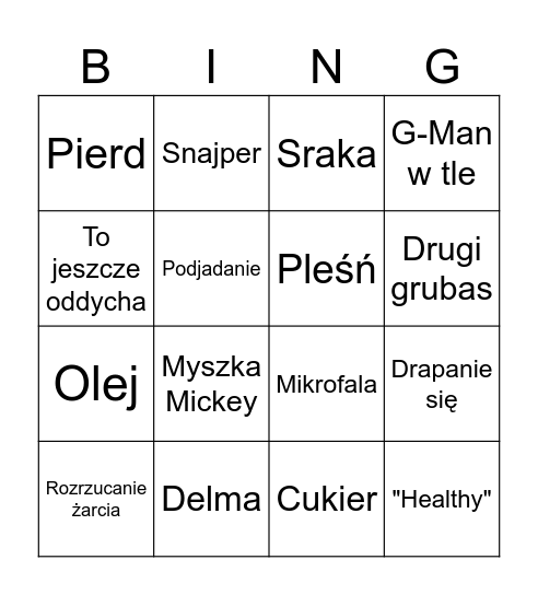 Candy's Cooking Official Bingo Card