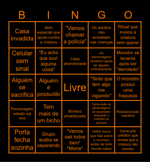 Doces Travessuras Bingo Card