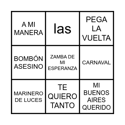 BINGO MUSICAL Bingo Card