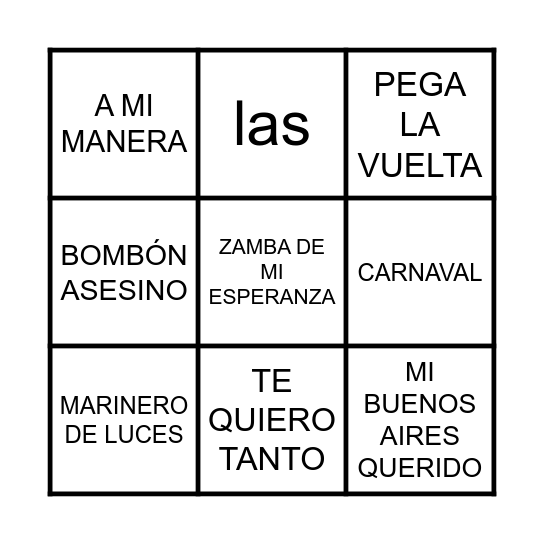 BINGO MUSICAL Bingo Card