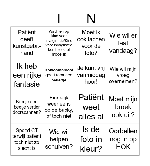 Stralende Radiologie Bingo Card