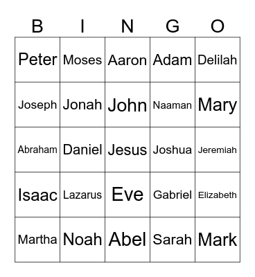 Bible Bingo Card