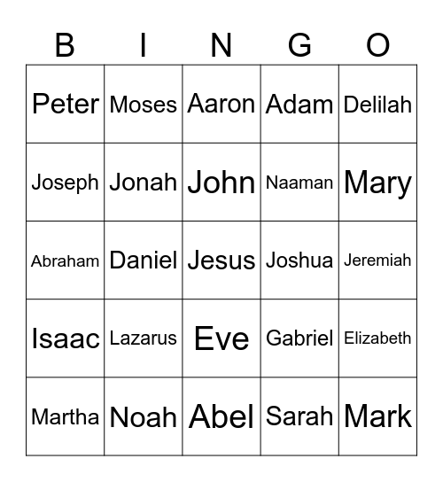 Bible Bingo Card