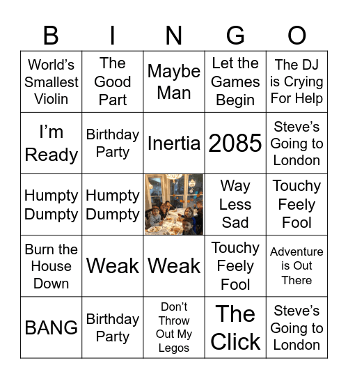 AJR Bingo Card