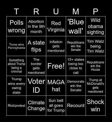 2024 US election bingo Card