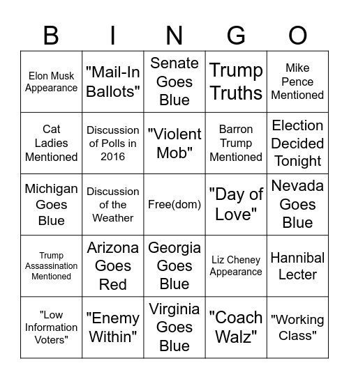 Democracy Or Else Bingo Card