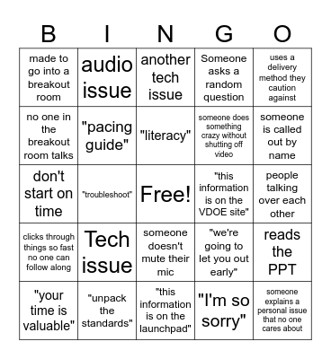 PD Bingo Card