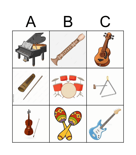 Bingo instrumentos Bingo Card