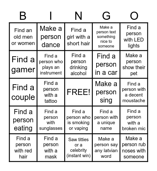 Omegle Bingo Card