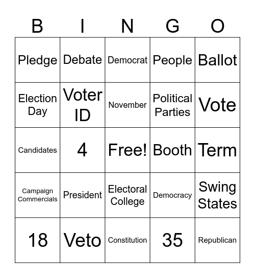 Election Bingo Card