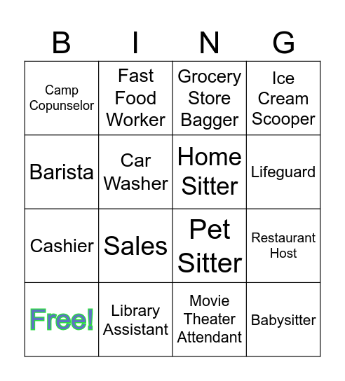 JOBS! Bingo Card