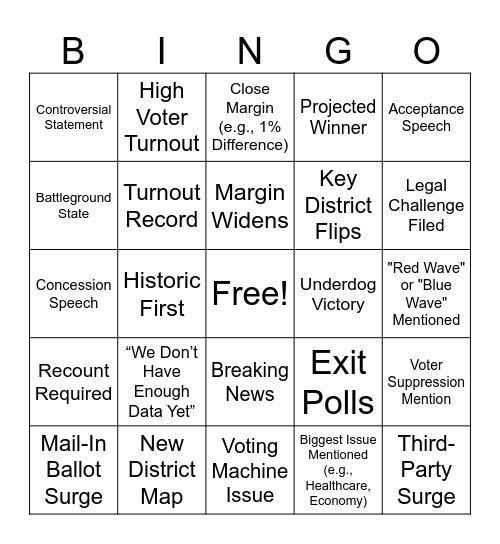 Election Bingo! Bingo Card