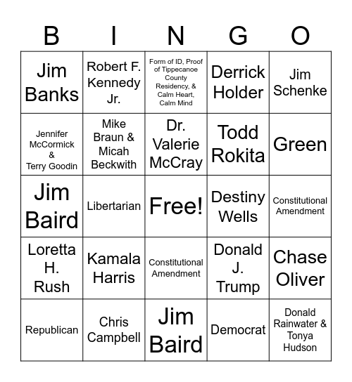 Candidate Bingo Card