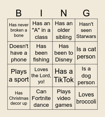 MS Bing-o Bingo Card