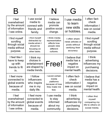 Media and Globalization Bingo Card